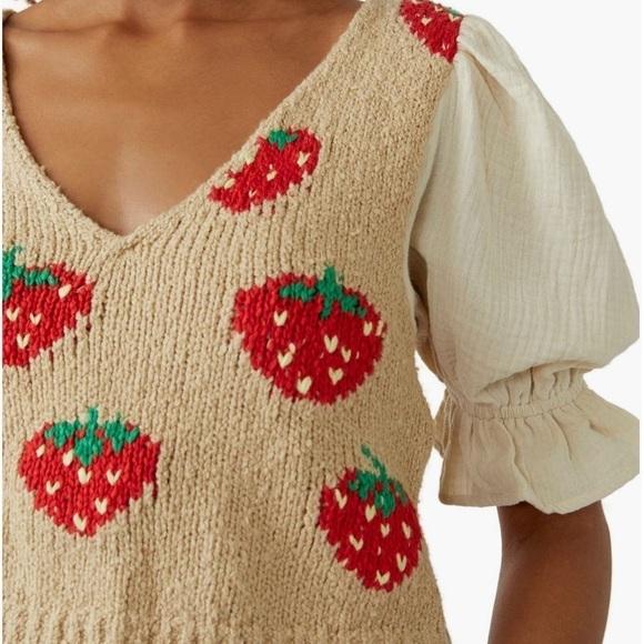FREE PEOPLE Strawberry Jam Top / Strawberry Dawn Combo Size Small - Picture 3 of 8